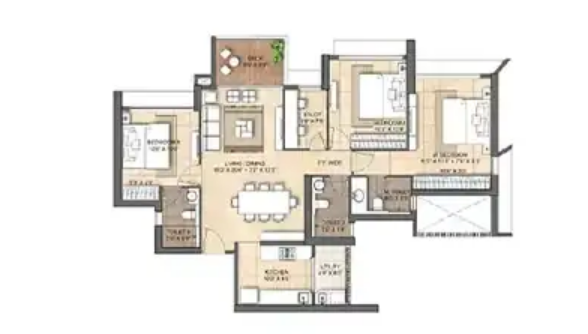 3 BHK-1111 SqFt